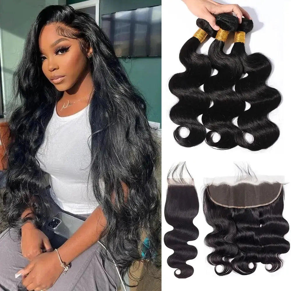 3 Bundles + 1 Free HD Closure Deal 100% Virgin Human Hair Bundles Her Majesty Bundles