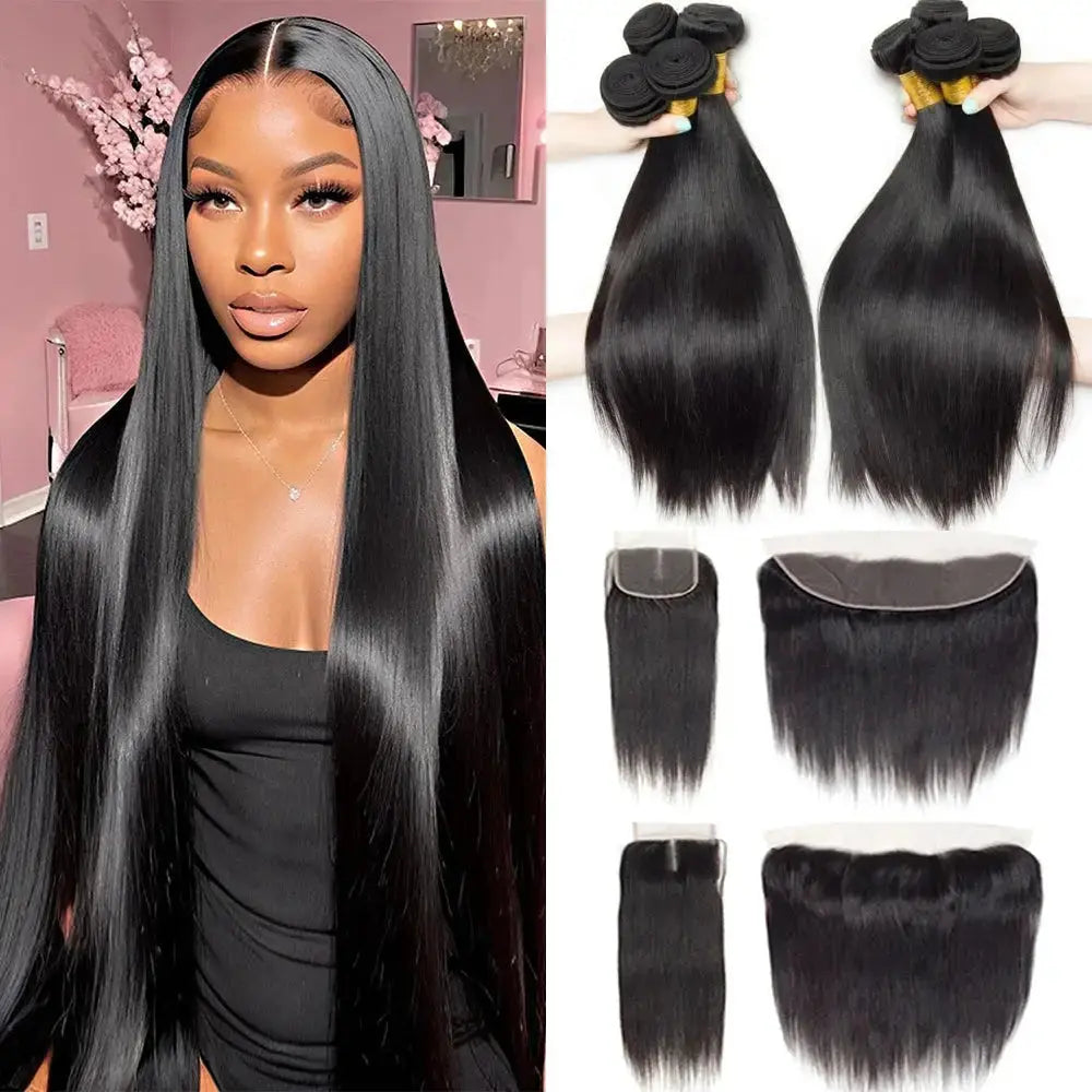 3 Bundles + 1 Free HD Closure Deal 100% Virgin Human Hair Bundles Her Majesty Bundles
