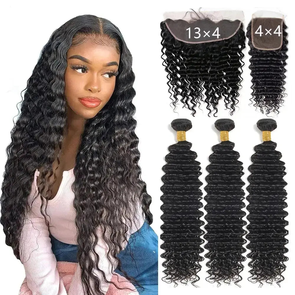 3 Bundles + 1 Free HD Closure Deal 100% Virgin Human Hair Bundles Her Majesty Bundles